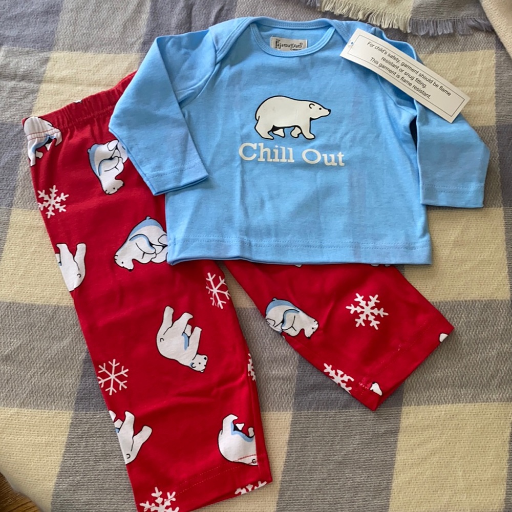 Polar Bear Flame Resistant Christmas Pajamas Set 12M